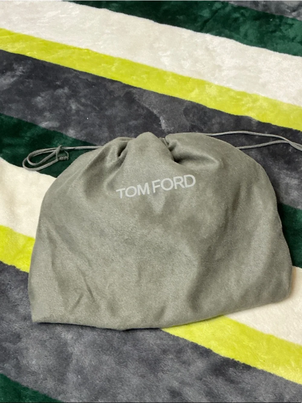 Tom Ford gray suede drawstring dust pouch